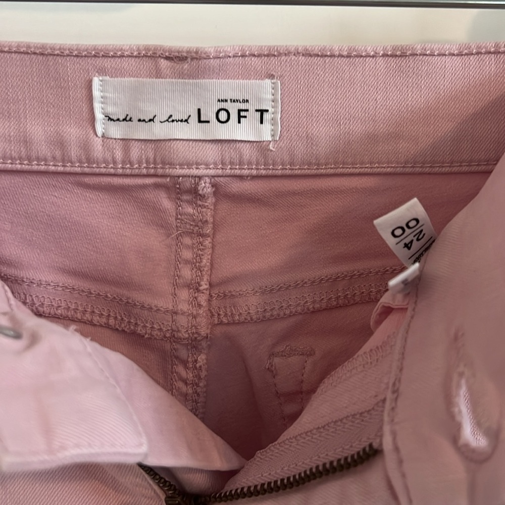 LOFT Women's Skinny Crop Little Pink Jeans 24/00 - Picture 7 of 9